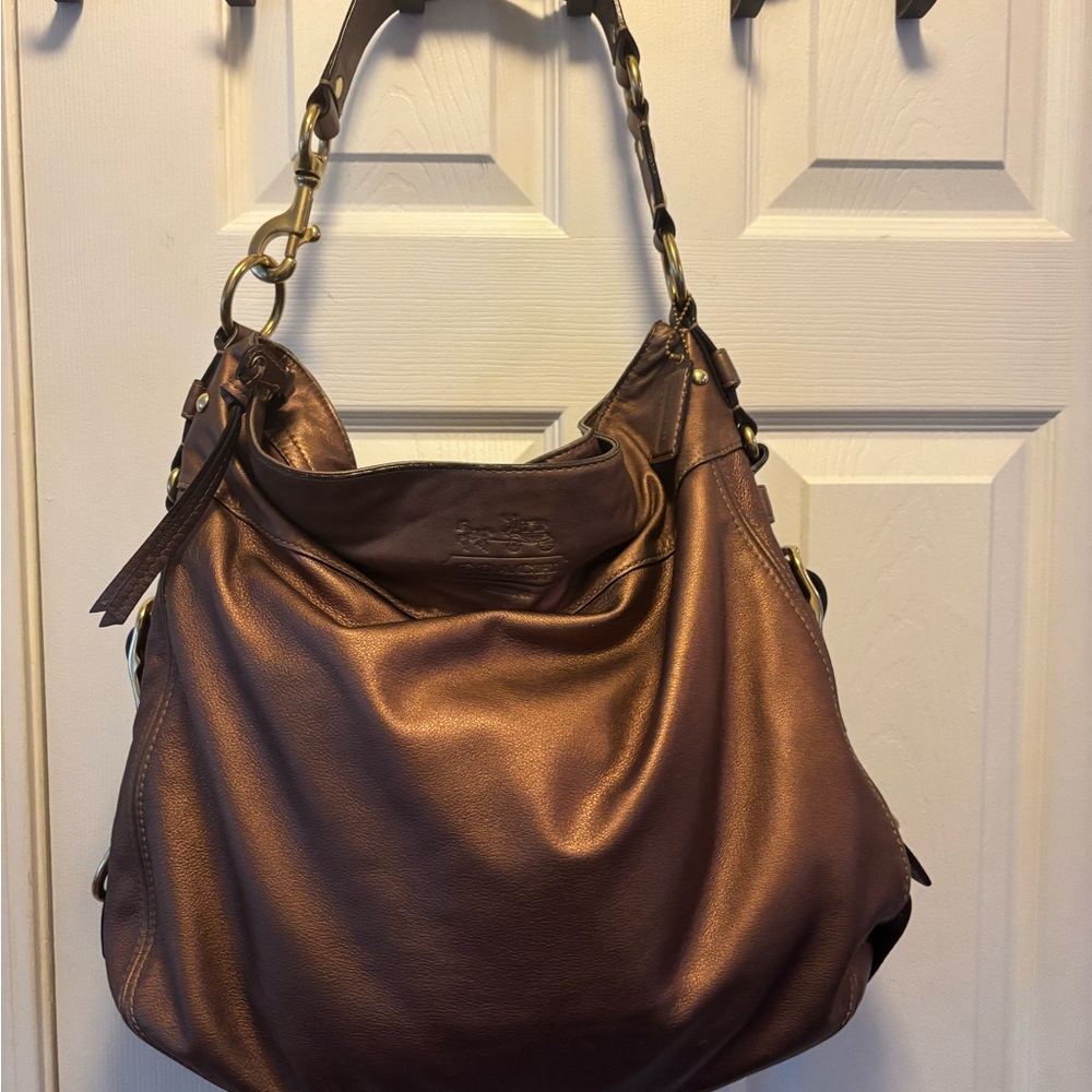 Coach RARE Y2K 2008 (12664) Zoe XL Bronze Leather Shoulder Bag EUC